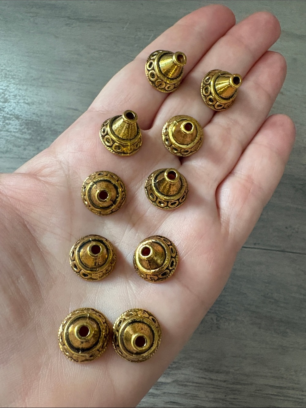 Gold-Tone Decorative Bead Caps — Pack of 10